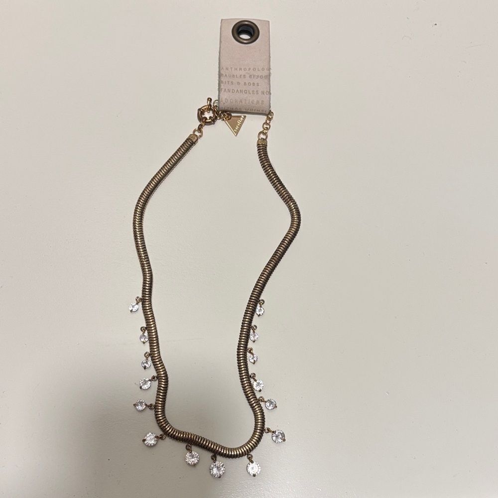 Serafina NWT Elegant Gold Necklace with Crystal Accents